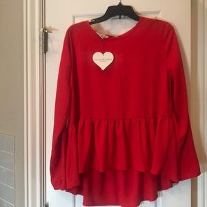 Red chiffon blouse